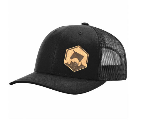 Black Broncs and Donks Leather Logo Hat